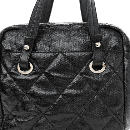Chanel Coated Canvas Paris Biarritz Satchel Black 7 of 14