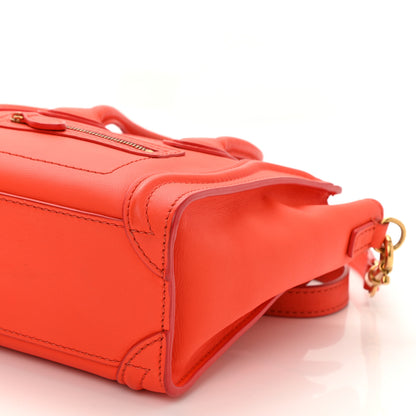 Celine Smooth Calfskin Nano Luggage Vermillion 6 of 7