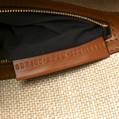 Fendi Raffia Vitello King Lucido FF Embroidered Baguette Alchemy Brandy 7 of 11