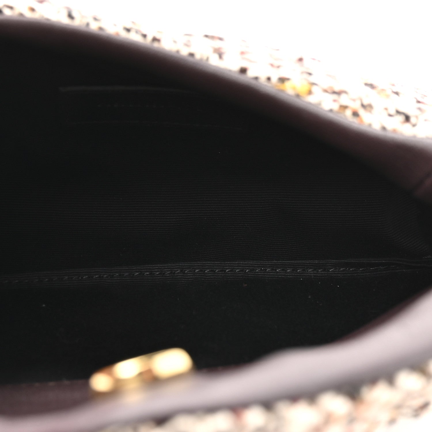 Saint Laurent Tweed Quilted Loulou Puffer Monogram Pouch Clutch Beige Umber Multicolor 6 of 10