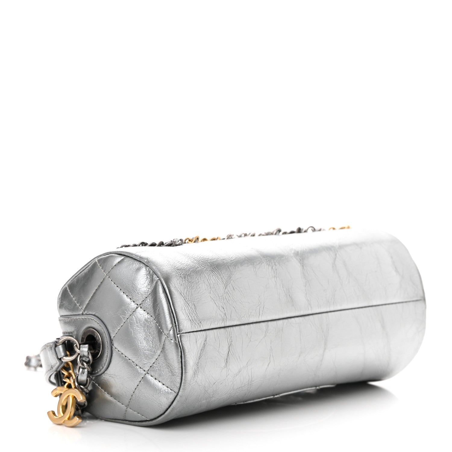 Chanel Metallic Lambskin Signe Bowling Bag Silver 4 of 11