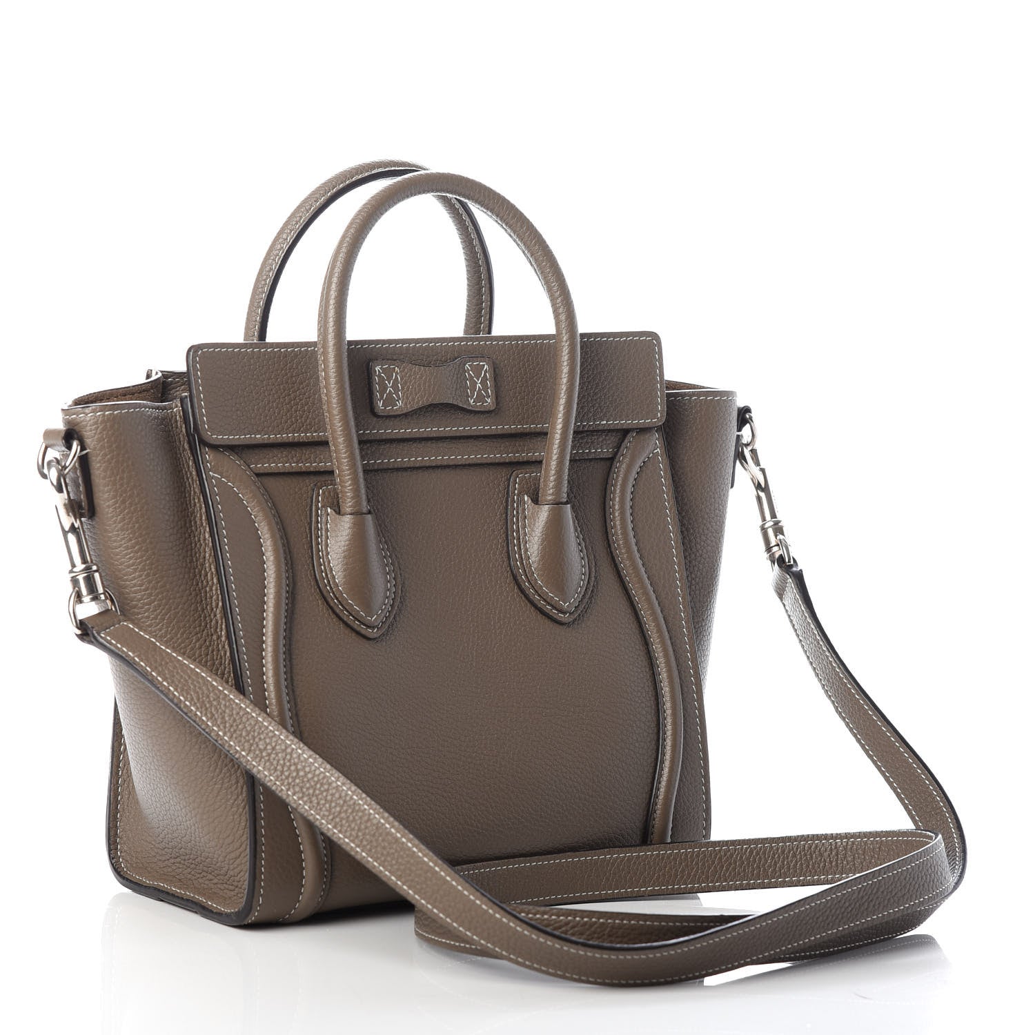 Celine Drummed Calfskin Nano Luggage Souris 3 of 8