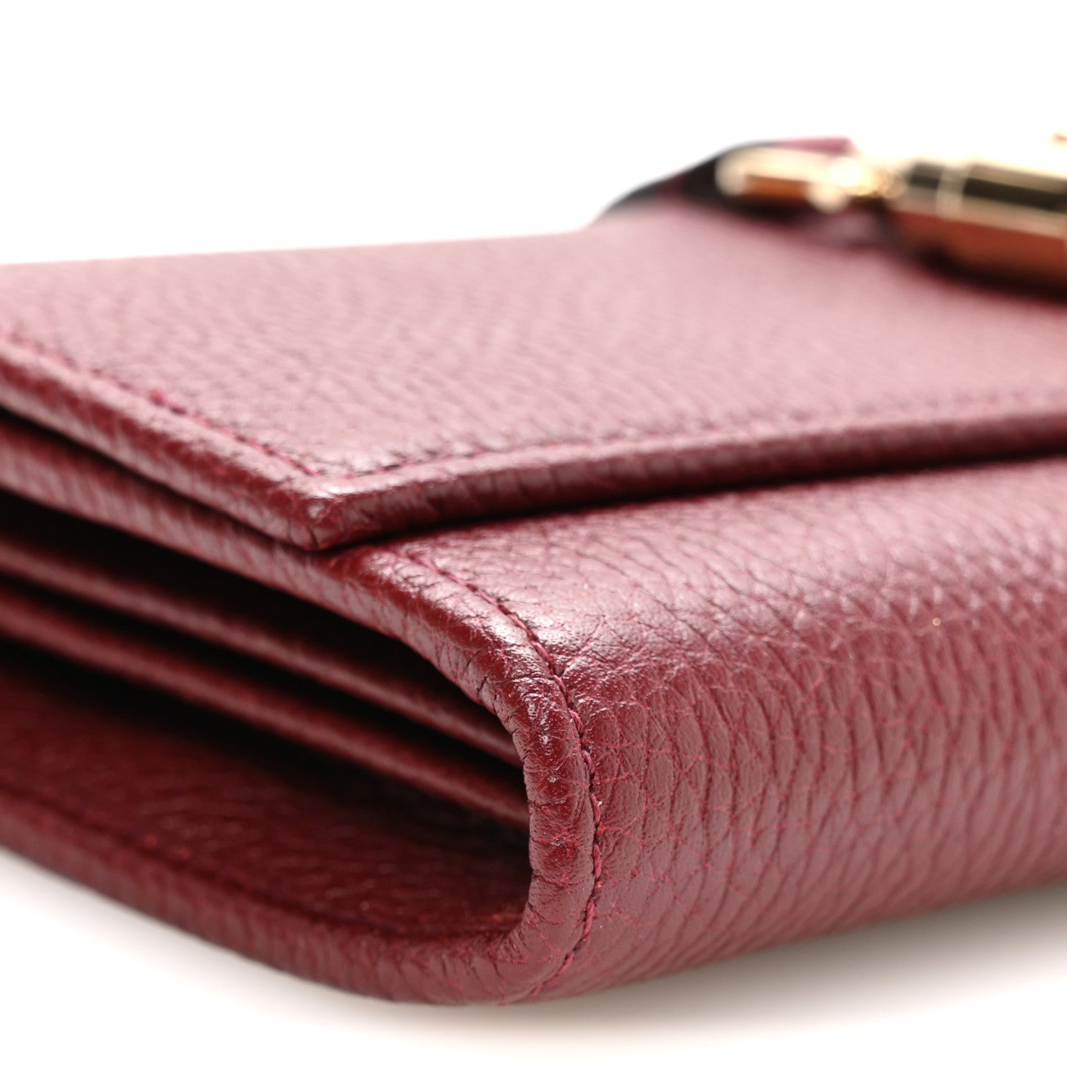 Gucci Pebbled Calfskin Jackie 1961 Chain Wallet Burgundy 9 of 10