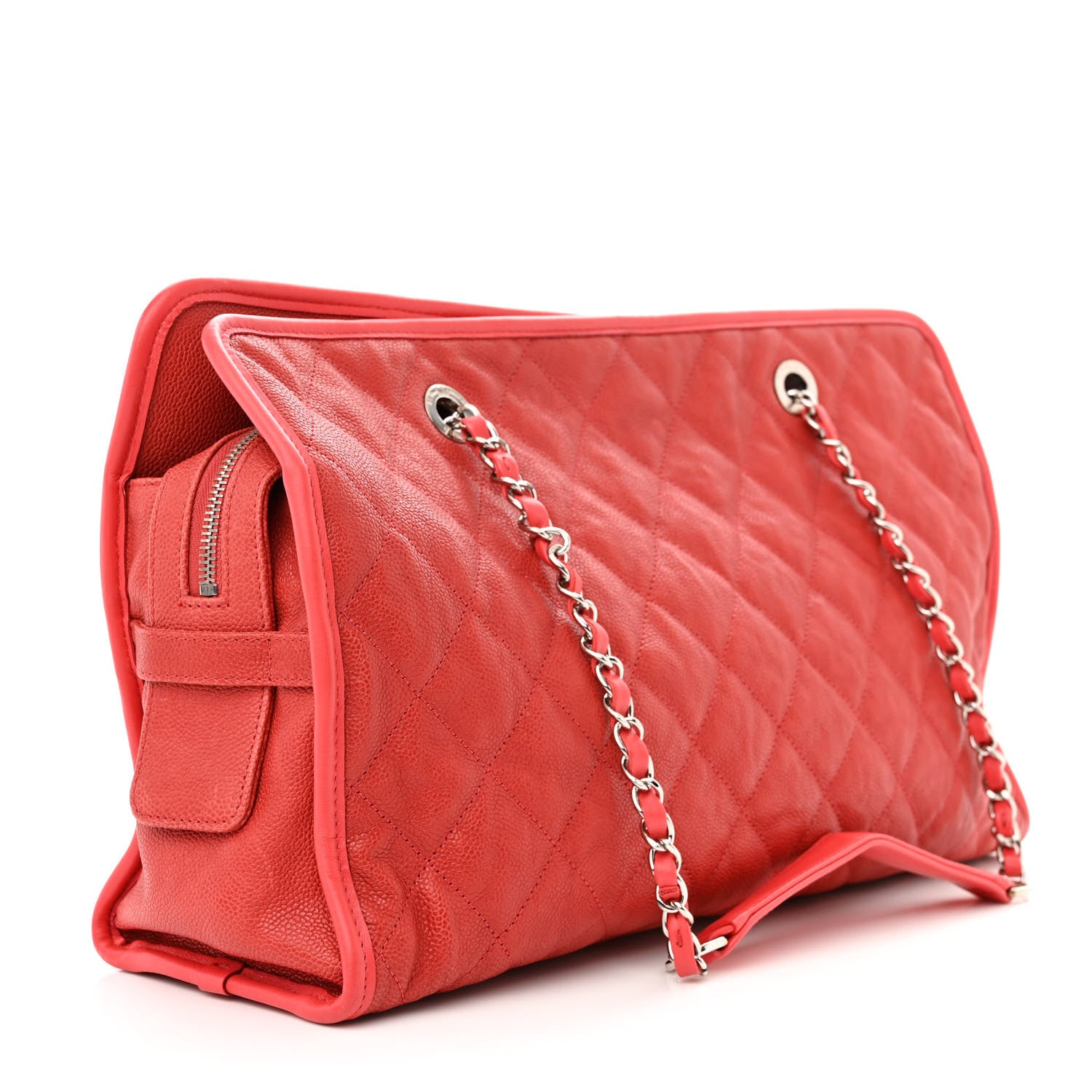 Chanel Caviar Quilted French Riviera Tote Red 3 of 13
