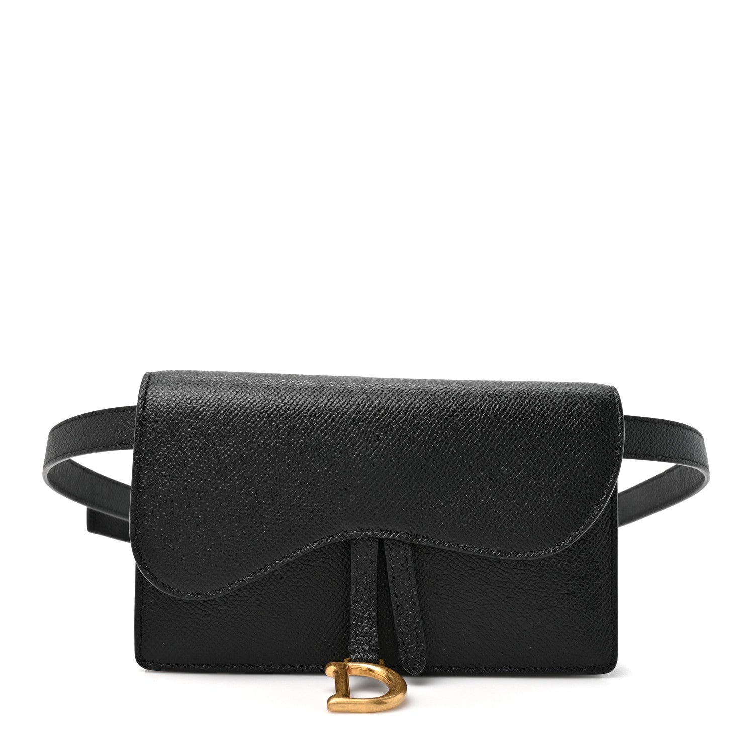 Christian Dior Grained Calfskin Saddle Belt Clutch Black 1 of 9