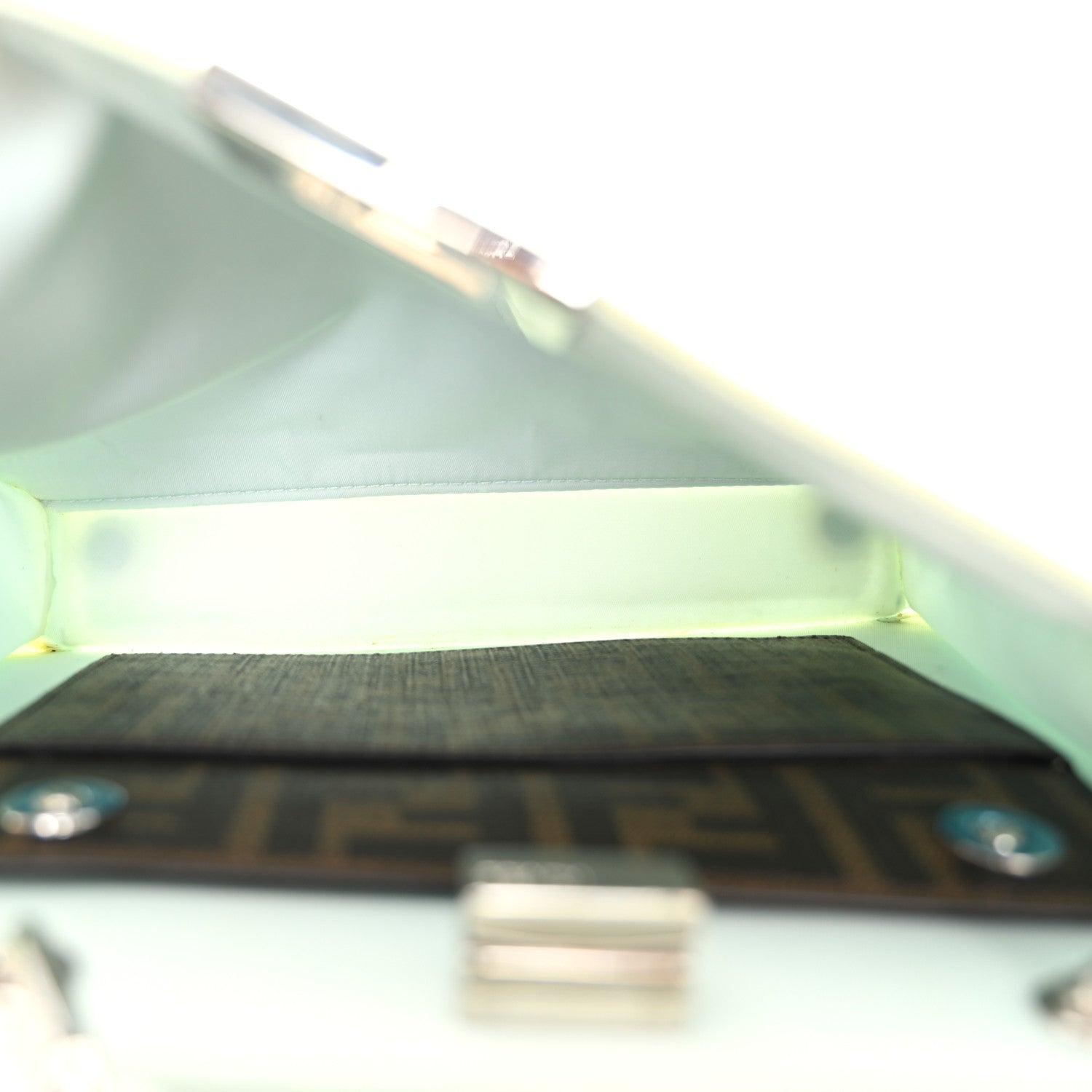 Fendi Nylon Vitello Cover Logo Embossed Mini Peekaboo I SEE U Satchel Baleari Black 6 of 13