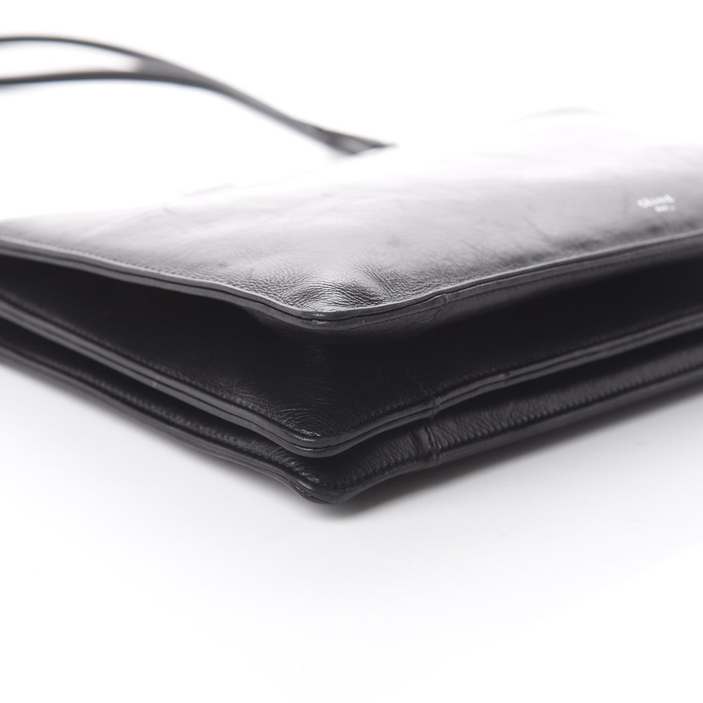 Shiny Paperweight Calfskin Medium Clasp Shoulder Bag Black