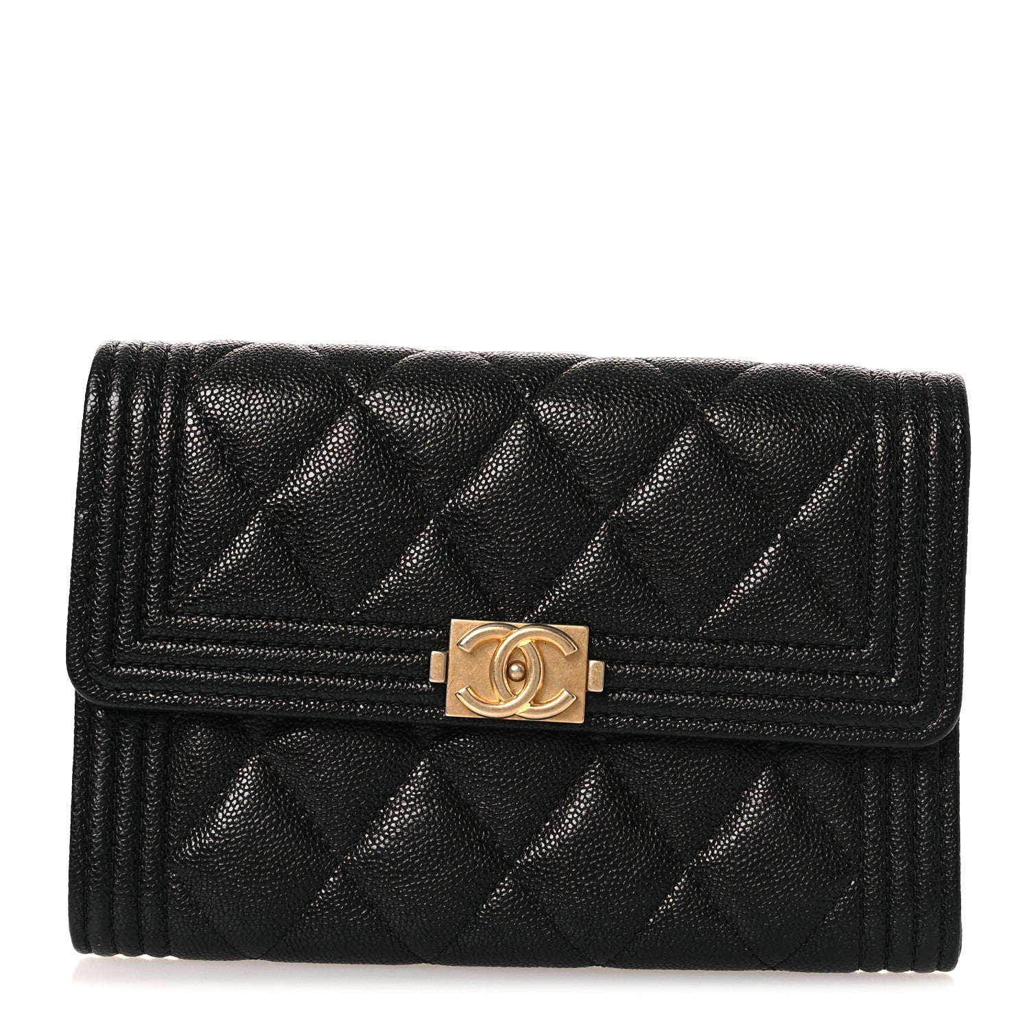 Chanel Caviar Quilted Medium Boy Flap Wallet Black 1 of 9