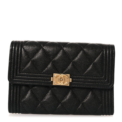 Chanel Caviar Quilted Medium Boy Flap Wallet Black 1 of 9