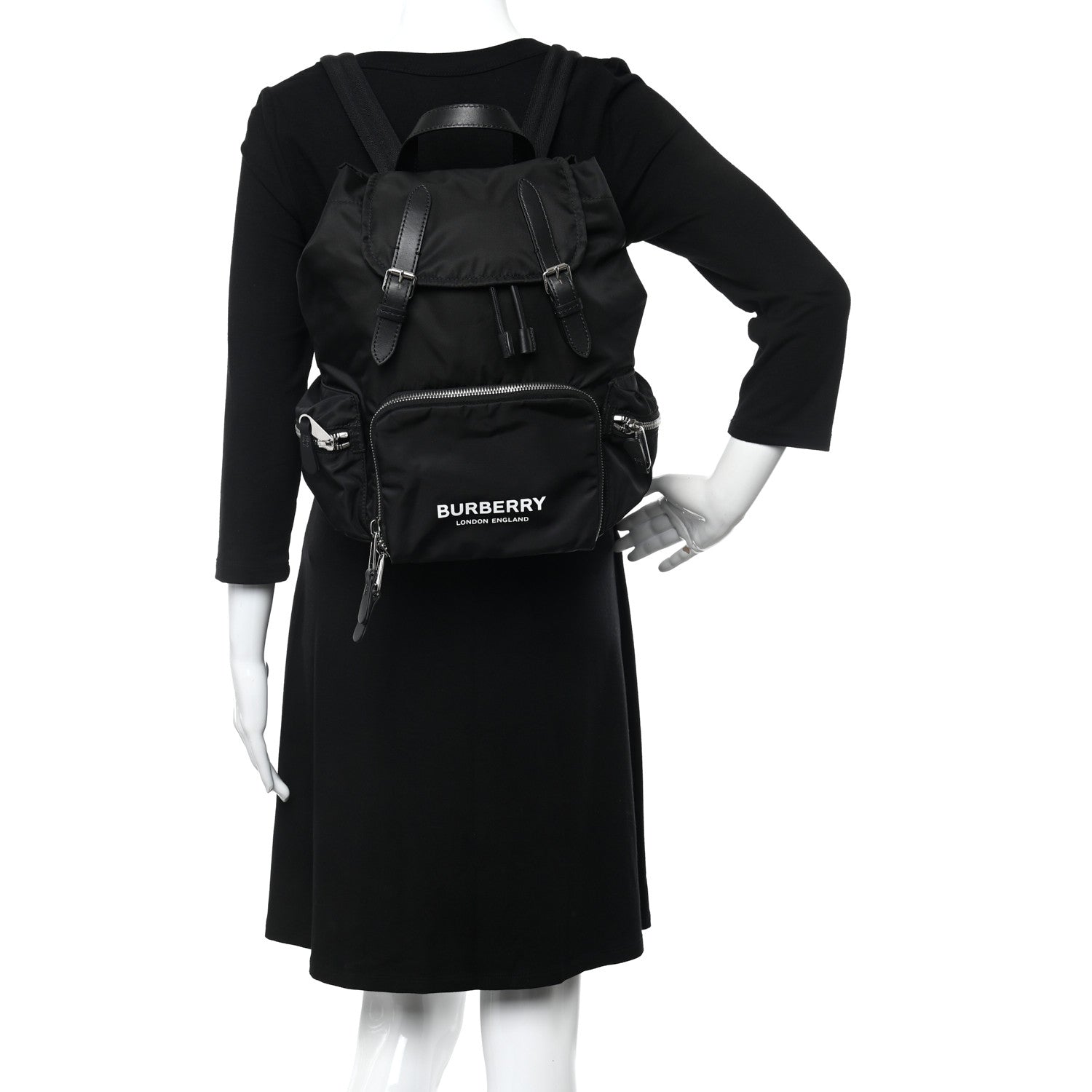 Burberry Nylon Logo Print Medium Rucksack Backpack Black 2 of 9