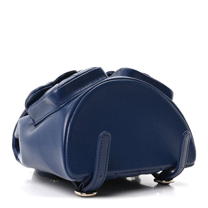 Chanel Shiny Caviar Quilted Medium Duma Pockets Drawstring Backpack Dark Blue 4 of 10