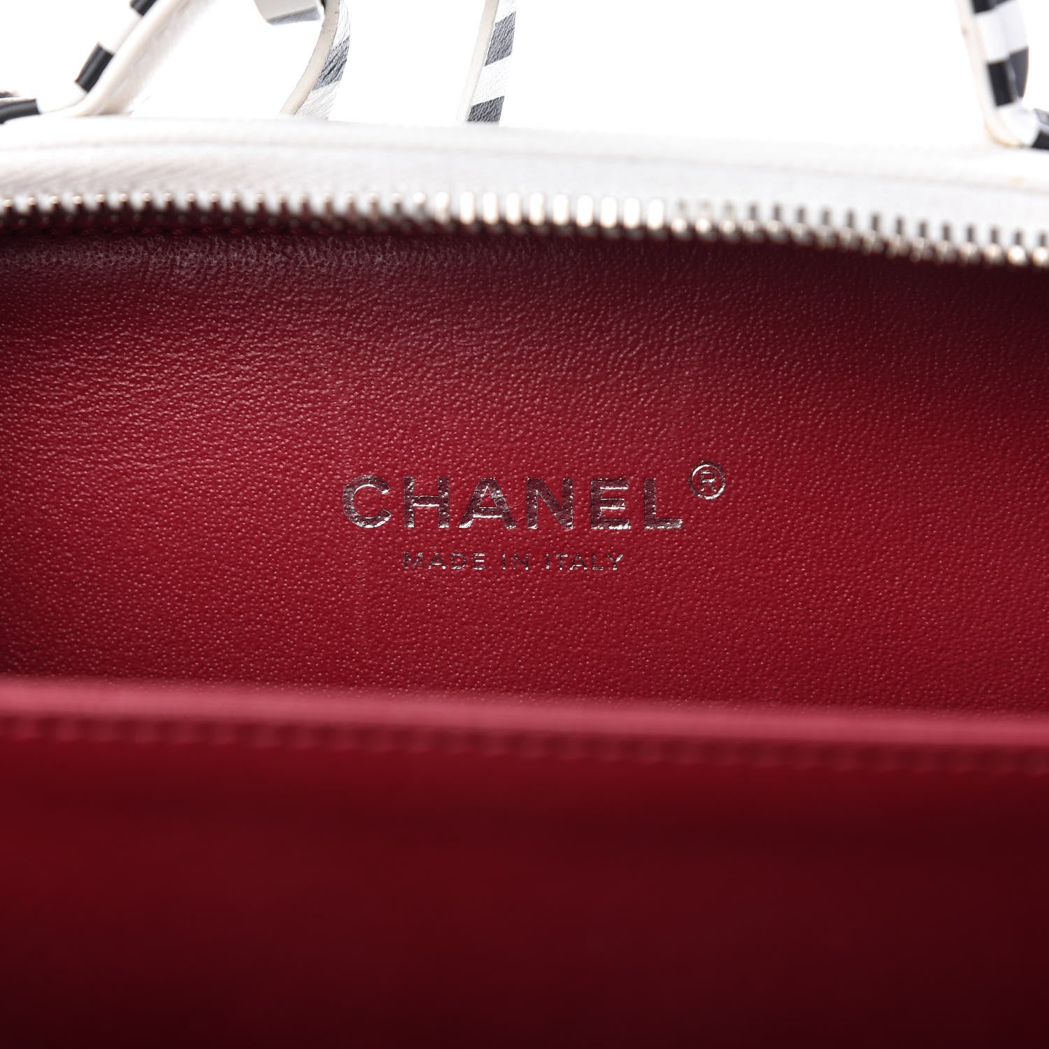 Chanel Caviar Quilted Striped Small CC Filigree Vanity Case White Black 8 of 10