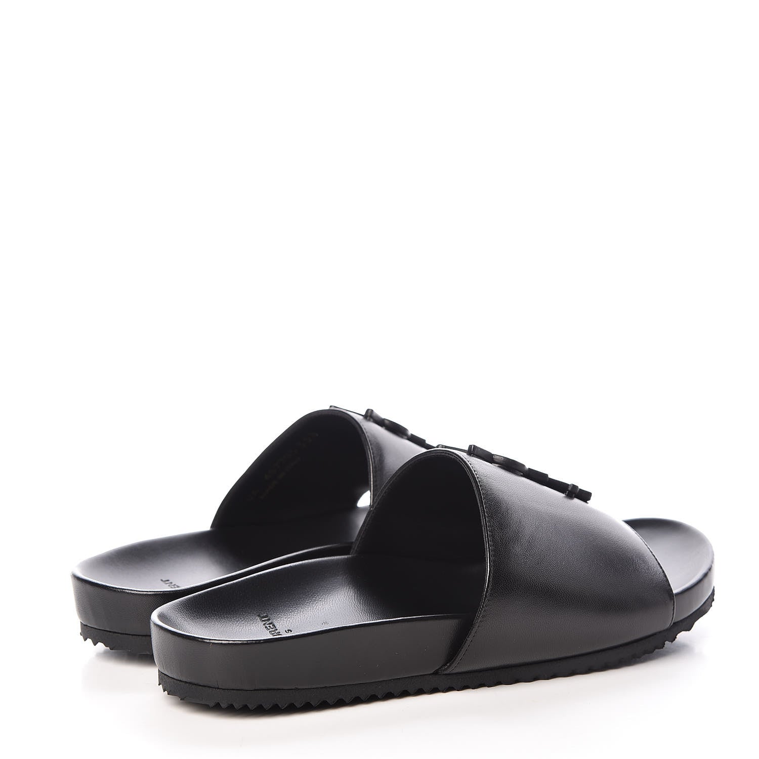 Saint Laurent Calfskin Monogram Joan Slide Sandals 35.5 Black 4 of 8
