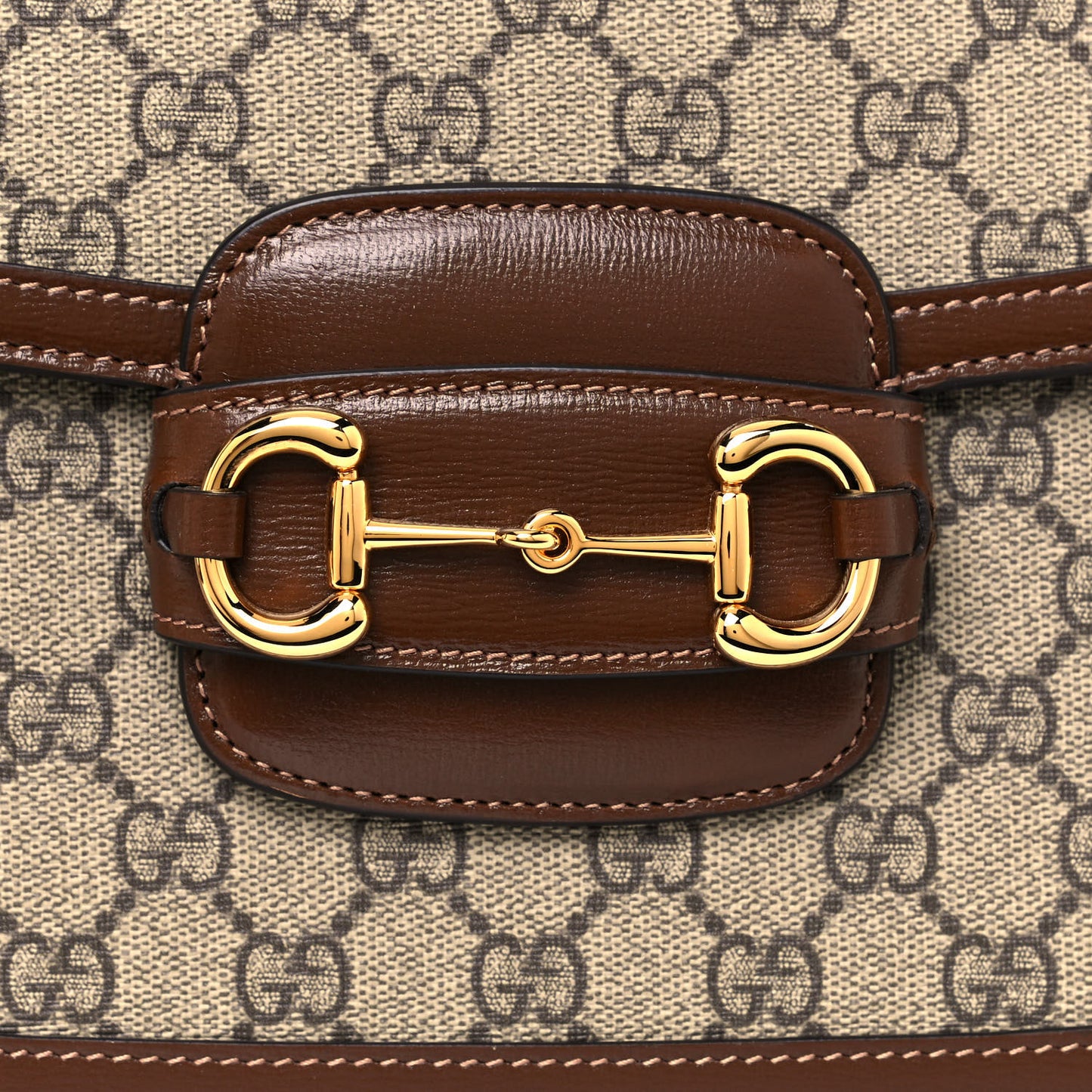 GG Supreme Monogram Horsebit 1955 Shoulder Bag Beige Brown Sugar