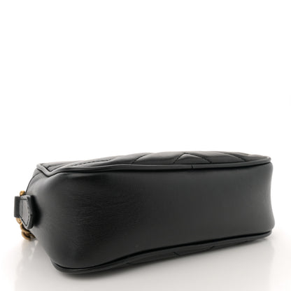 Gucci Calfskin Matelasse Mini GG Marmont Chain Shoulder Bag Black 4 of 13