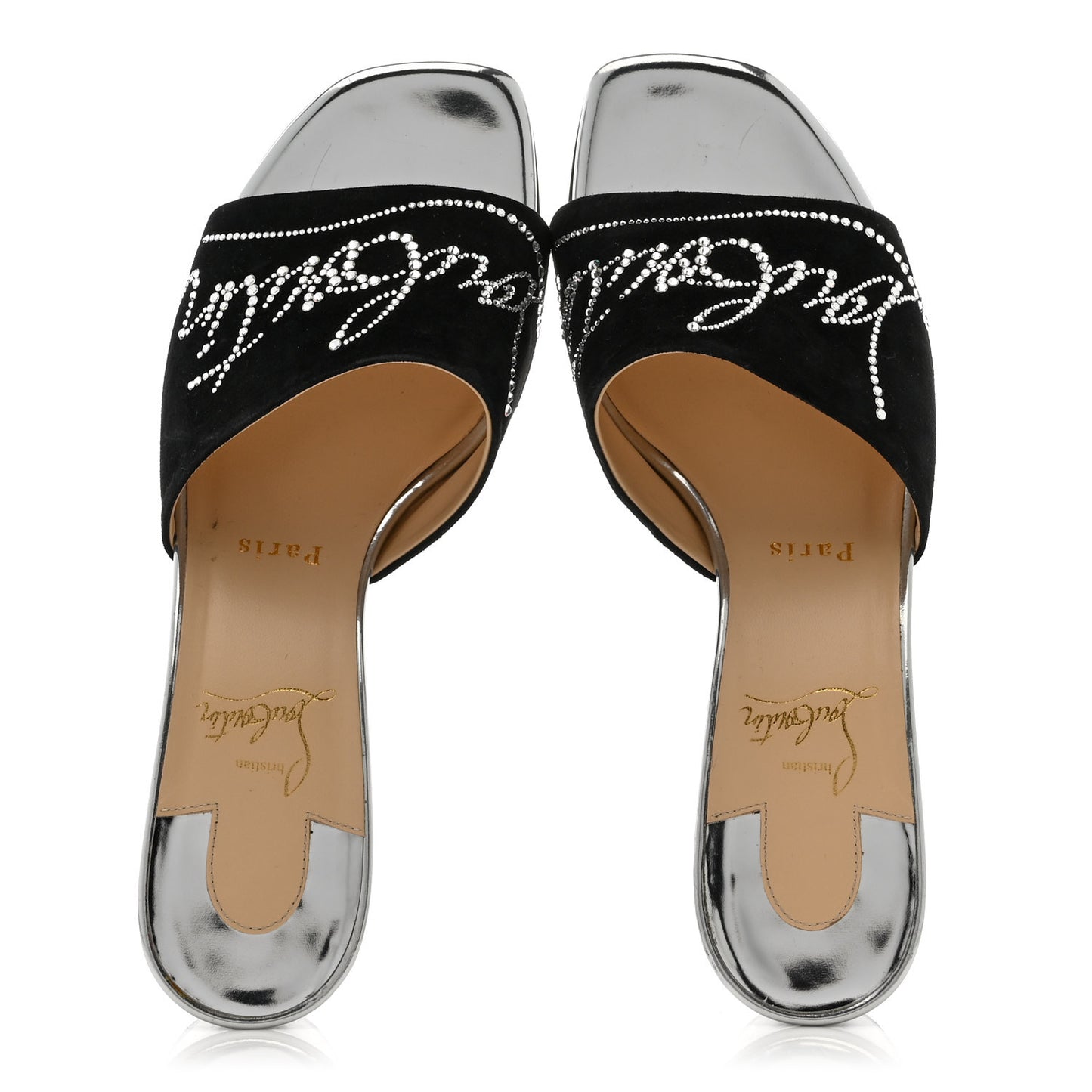 Veau Velours Specchio Dear Home 55 Slide Sandals 38 Black Crystal