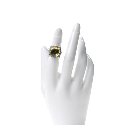 David Yurman Sterling Silver Diamond Lemon Citrine 14mm Chatelaine Pave Bezel Ring 46 3.75 2 of 4