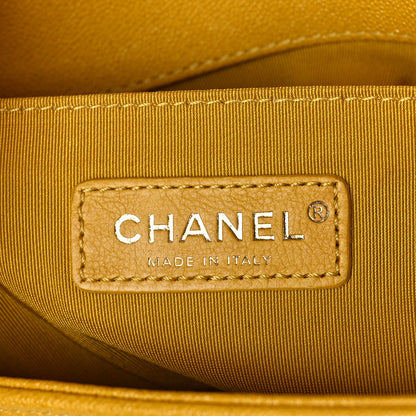 Chanel Caviar Chevron Quilted Medium Boy Flap Yellow 6 of 9