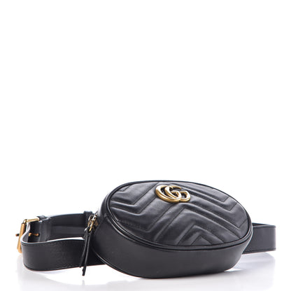 Gucci Calfskin Matelasse GG Marmont Belt Bag 95 38 Black 4 of 12