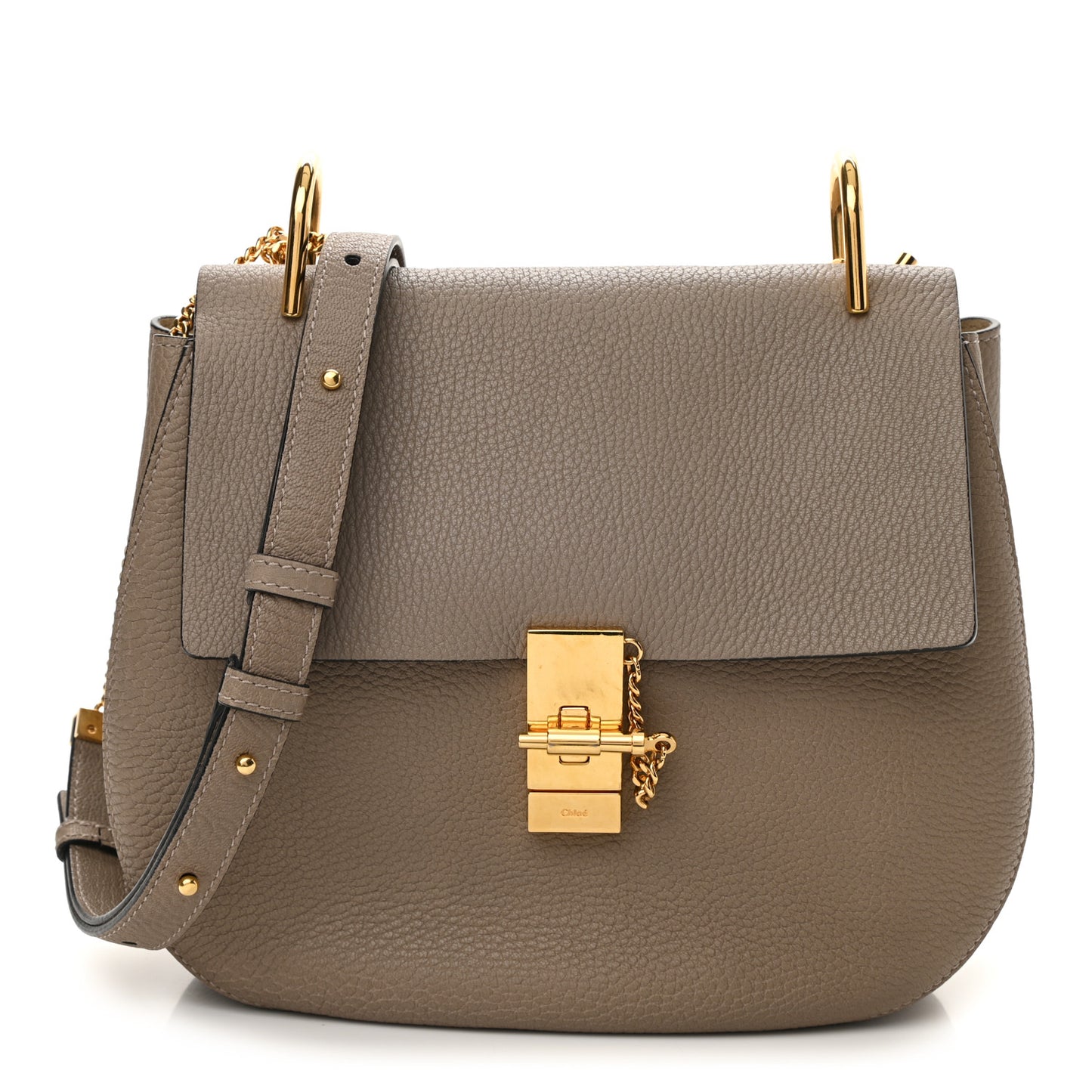 Grained Lambskin Large Drew Shoulder Bag Motty Grey