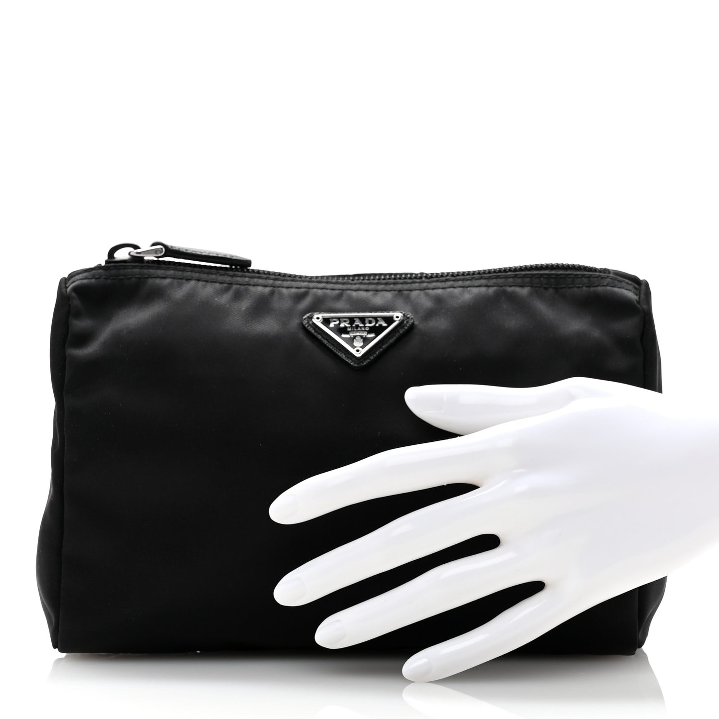 Nylon Tessuto Cosmetic Pouch Black