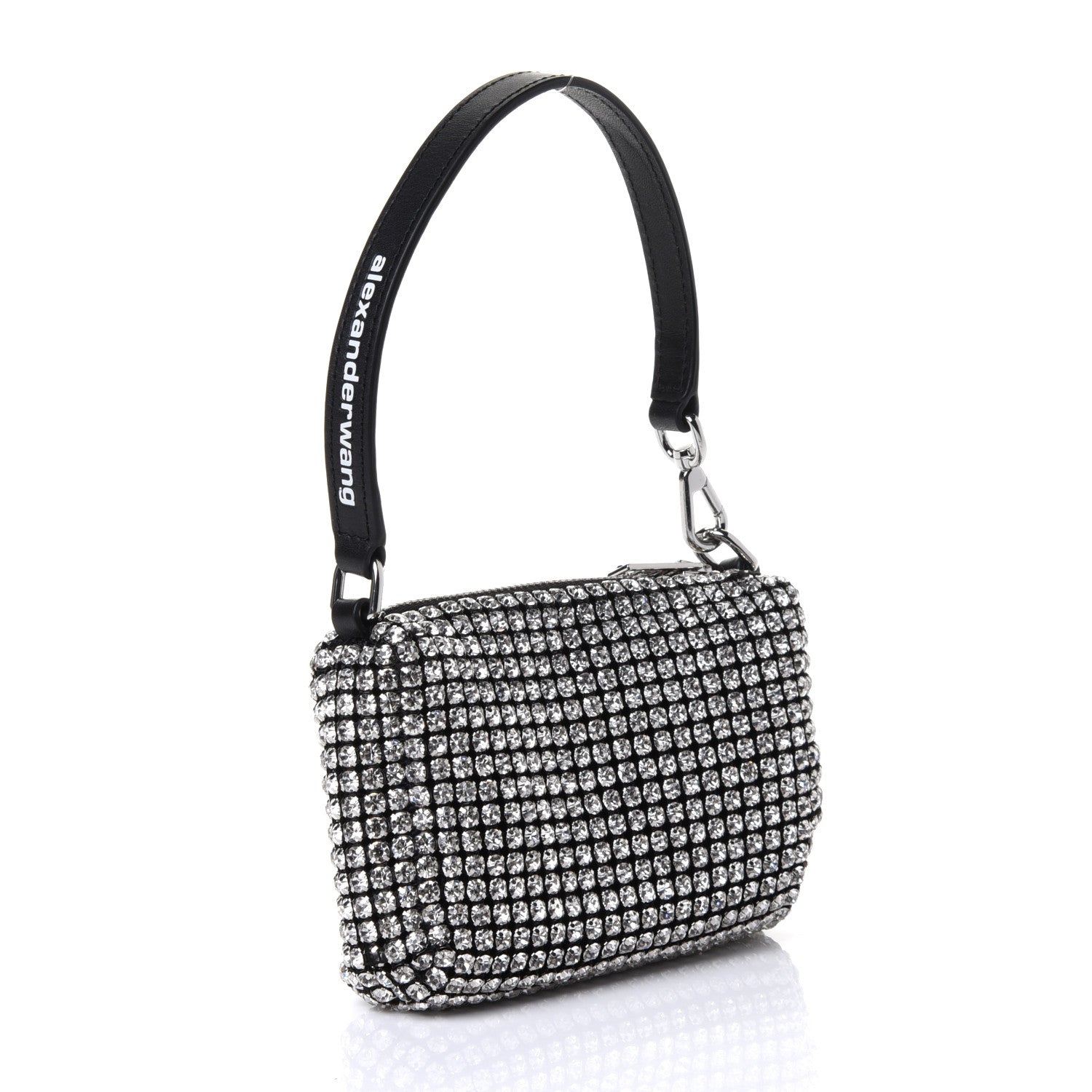 Alexander Wang Mesh Crystal Rhinestone Mini Heiress Pouch Black Silver 2 of 4
