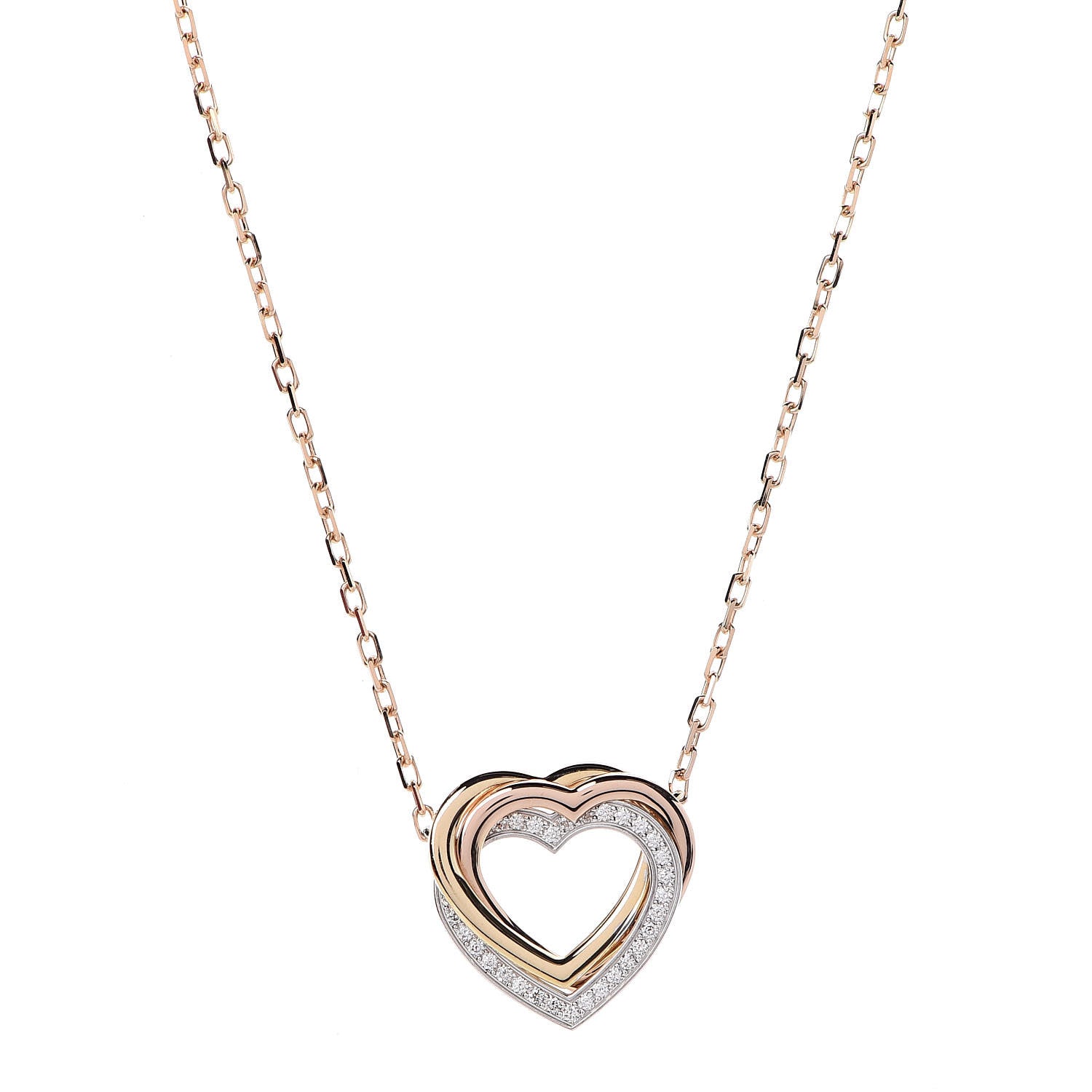 Cartier 18K Pink Yellow White Gold Diamond Trinity Heart Pendant Necklace 4 of 7