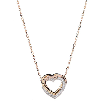 Cartier 18K Pink Yellow White Gold Diamond Trinity Heart Pendant Necklace 4 of 7
