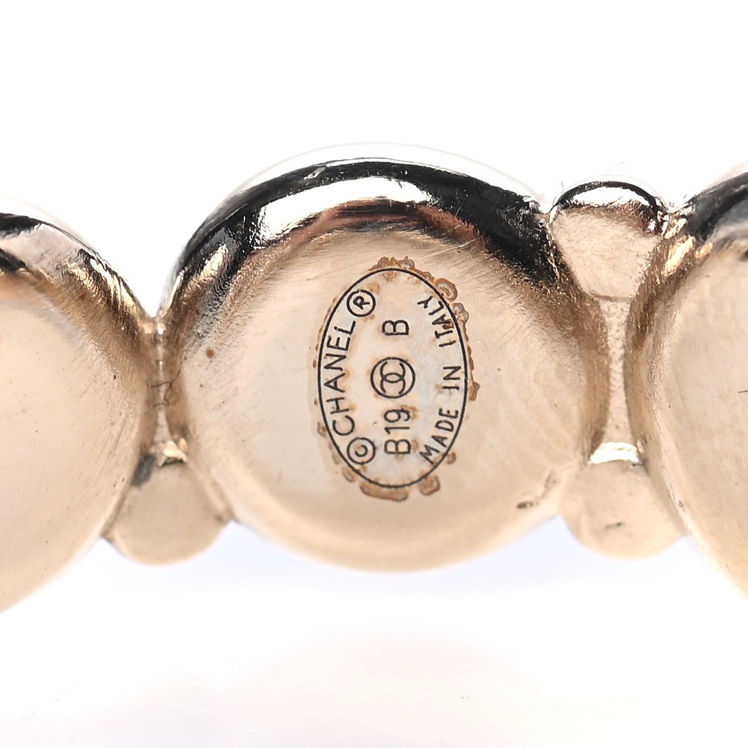 Chanel Crystal Pearl Metal Resin Polka Dot Hoop Earrings Gold Black 4 of 4