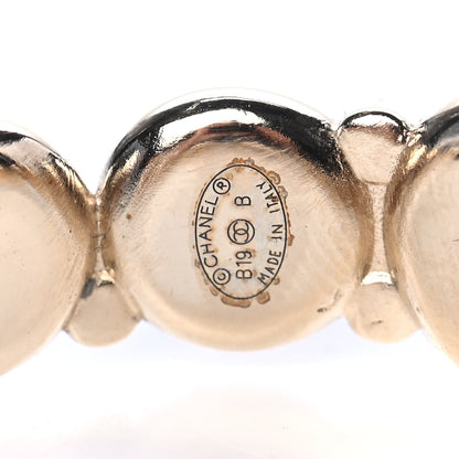 Chanel Crystal Pearl Metal Resin Polka Dot Hoop Earrings Gold Black 4 of 4