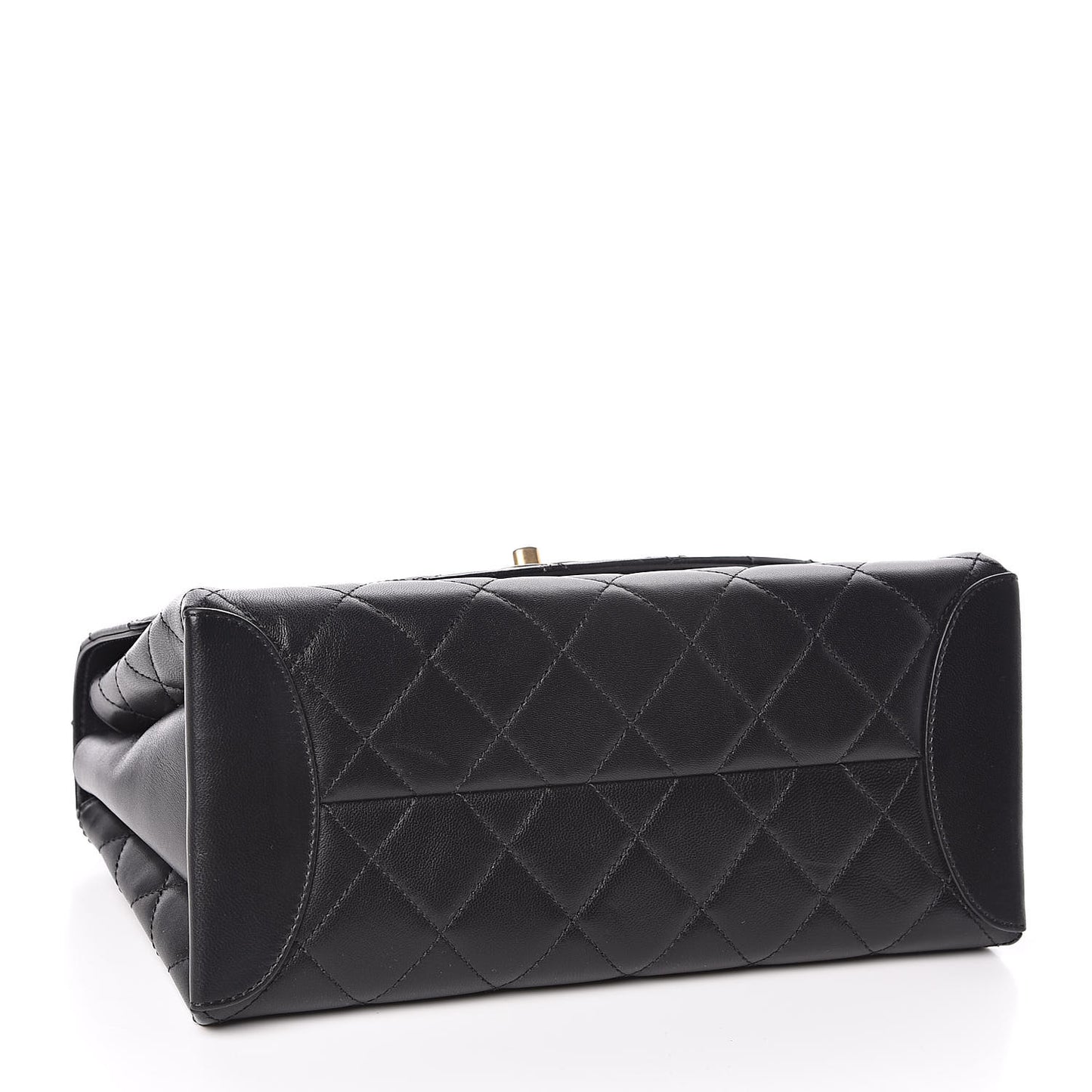 Lambskin Quilted Large Trendy Spirit Top Handle Bag Black
