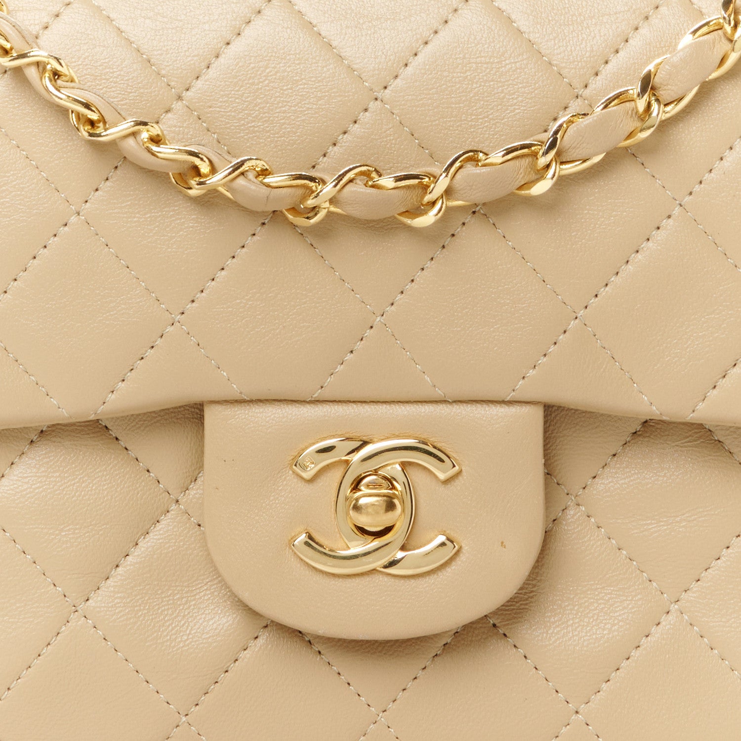 Chanel Lambskin Quilted Small Double Flap Beige 10 of 12