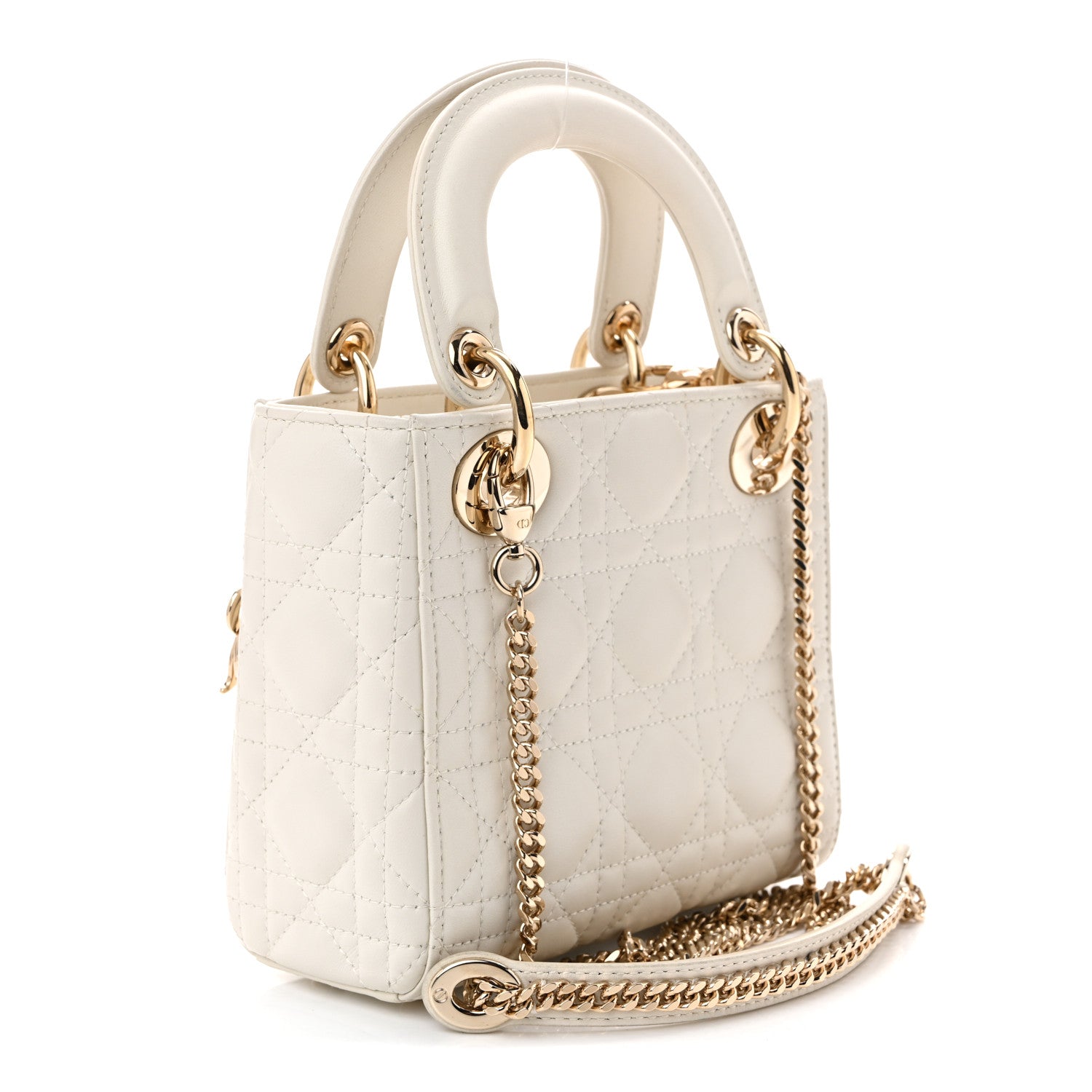 Christian Dior Lambskin Cannage Mini Lady Dior Latte 3 of 10