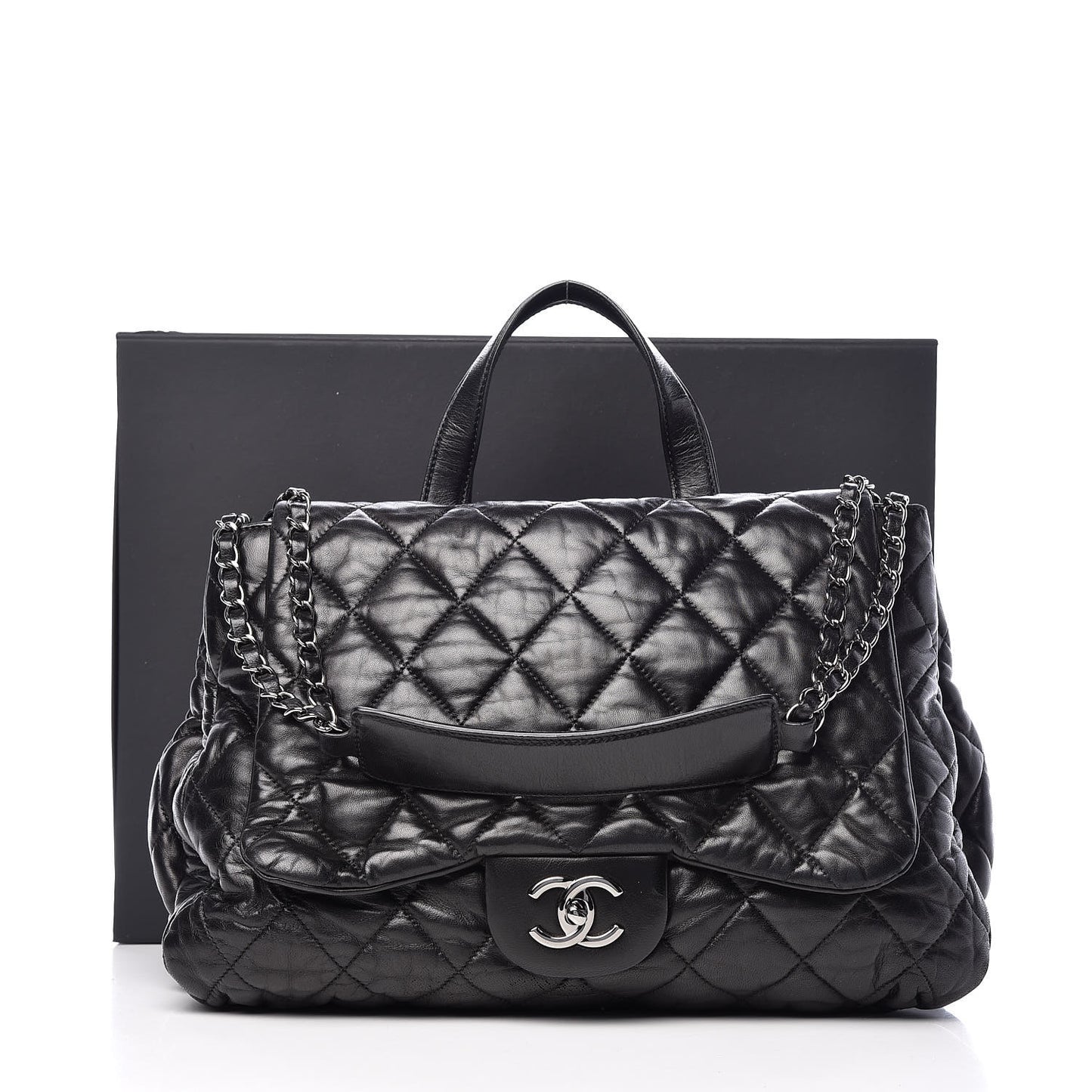Lambskin Quilted 3 Maxi Flap Bag Black