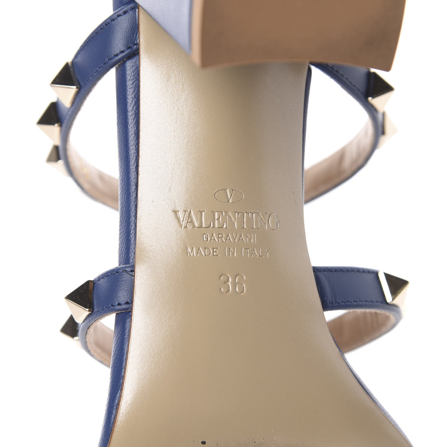 Valentino Garavani Calfskin Rockstud 60mm Caged Slide Sandals 36 Light Ocean 7 of 11