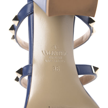 Valentino Garavani Calfskin Rockstud 60mm Caged Slide Sandals 36 Light Ocean 7 of 11