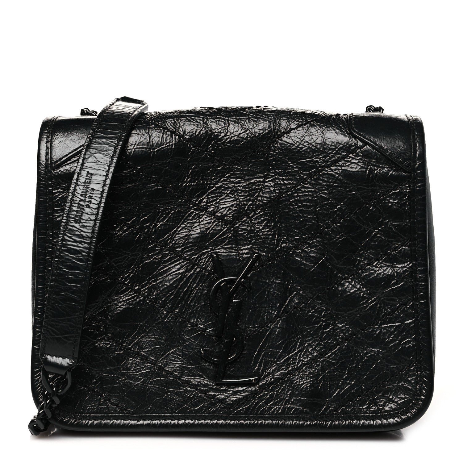Saint Laurent Crinkled Calfskin Matelasse Monogram Niki Chain Wallet Black 1 of 11