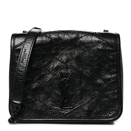Saint Laurent Crinkled Calfskin Matelasse Monogram Niki Chain Wallet Black 1 of 11