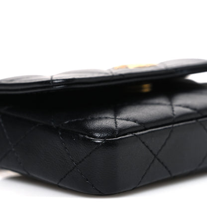 Chanel Lambskin Enamel Quilted Coco Hearts Clutch With Chain Black 10 of 11
