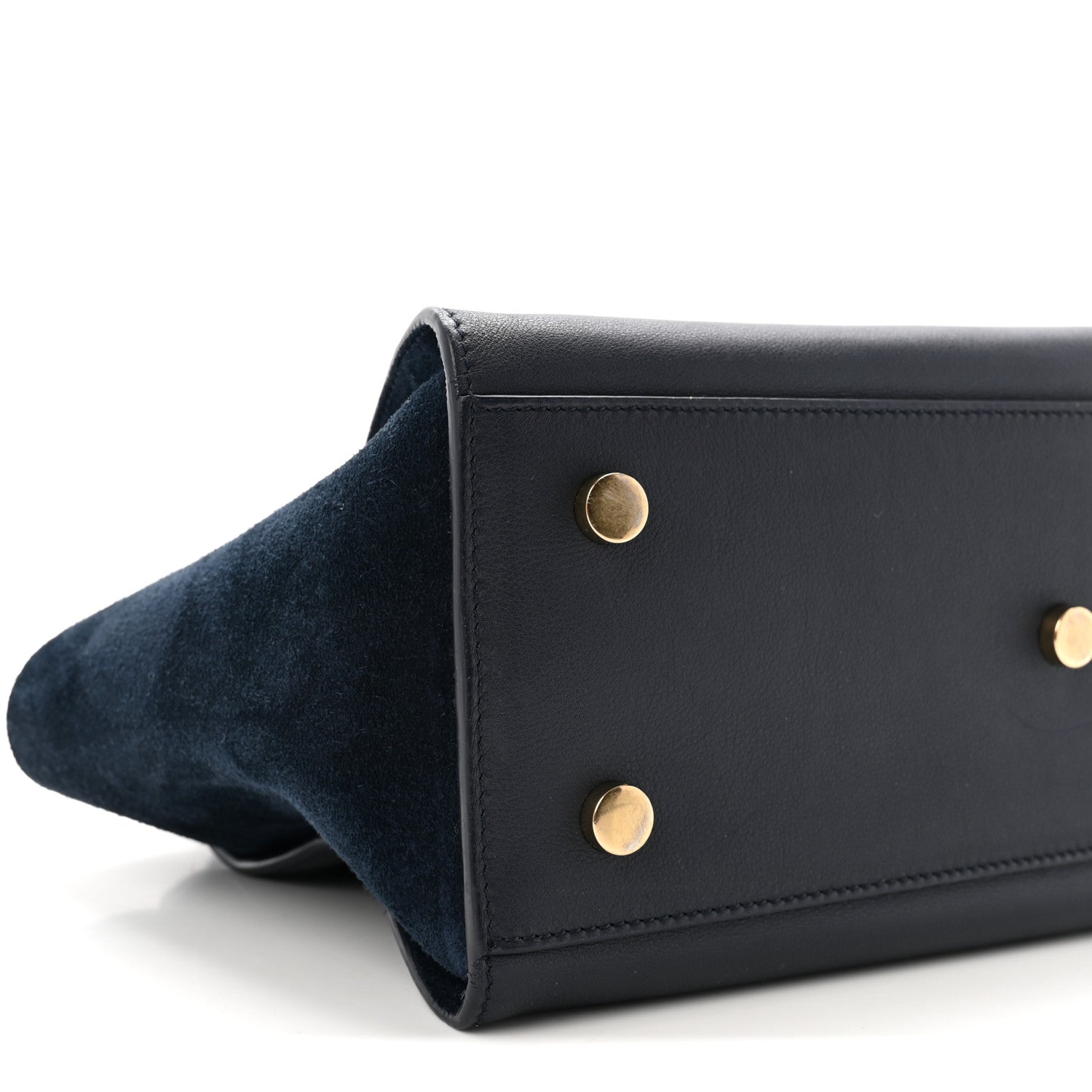 Saint Laurent Calfskin Suede Small Monogram Downtown Cabas Navy Blue 8 of 9