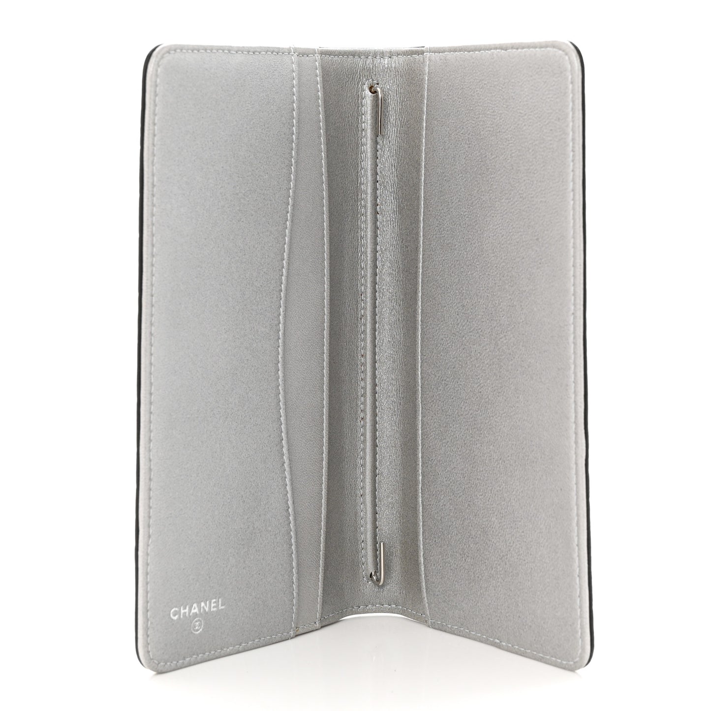 Lambskin Camellia Embossed Medium Agenda Cover Black