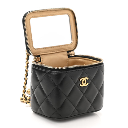 Chanel Lambskin Quilted Mini Pearl Crush Vanity Case With Chain Black 5 of 12