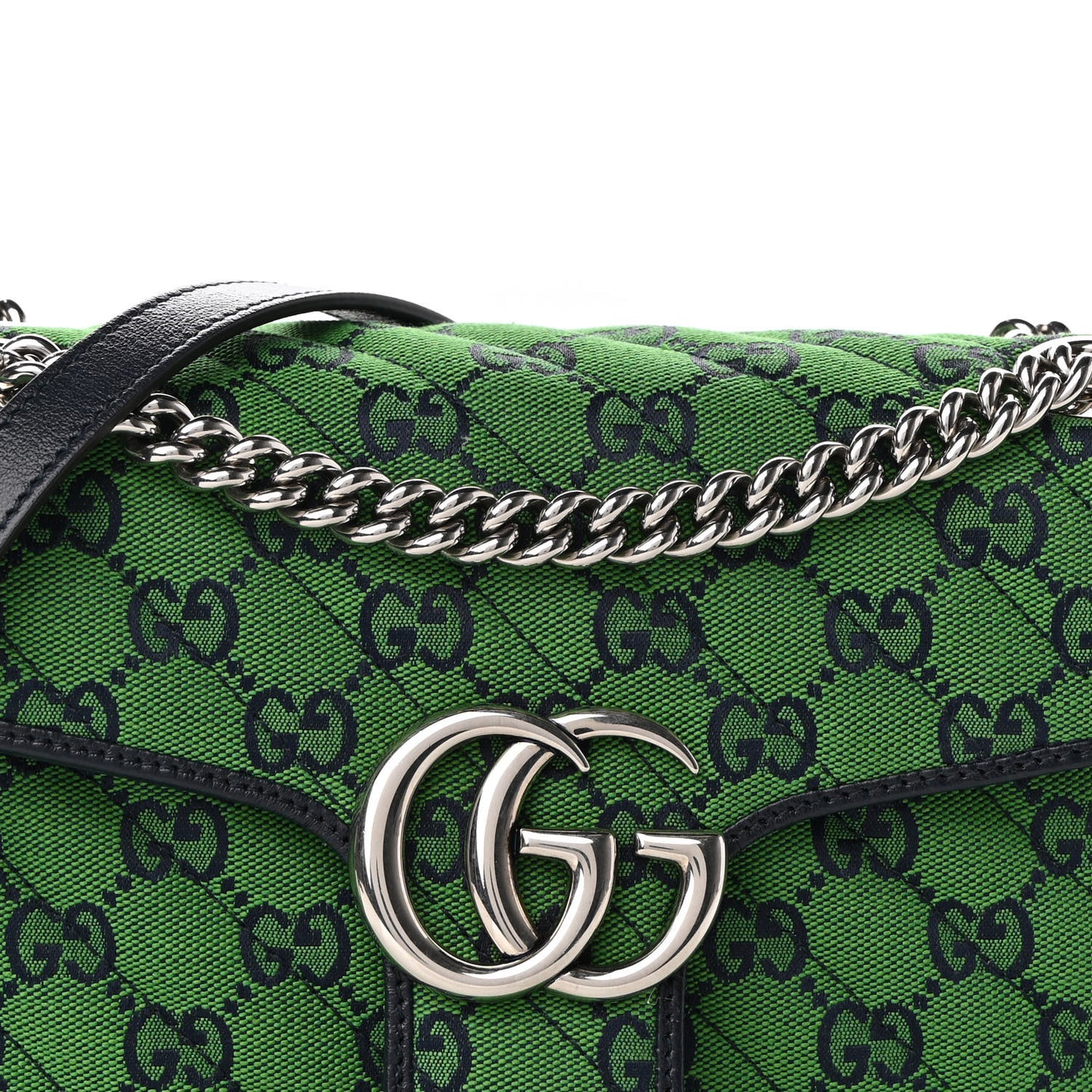 Monogram Multicolor Matelasse Diagonal Small GG Marmont Shoulder Bag Green Blue