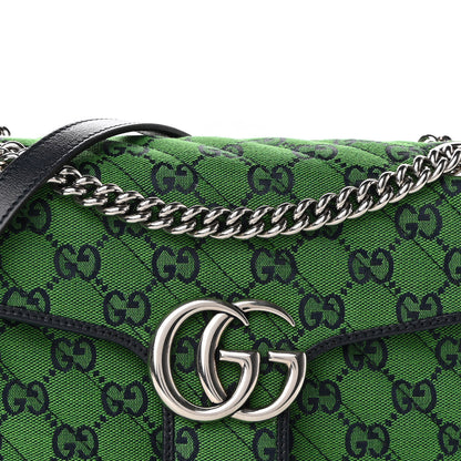 Gucci Monogram Multicolor Matelasse Diagonal Small GG Marmont Shoulder Bag Green Blue 8 of 9