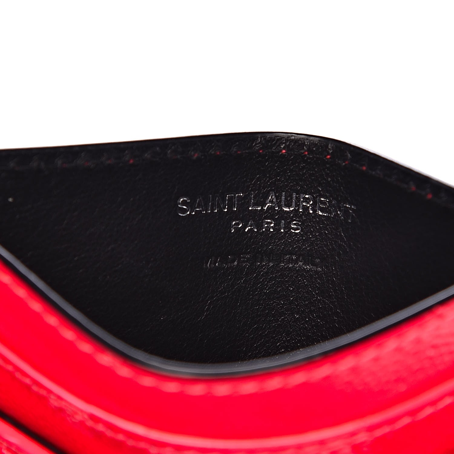 Saint Laurent Grain De Poudre Matelasse Chevron Monogram Credit Card Case Neon Pink 6 of 8