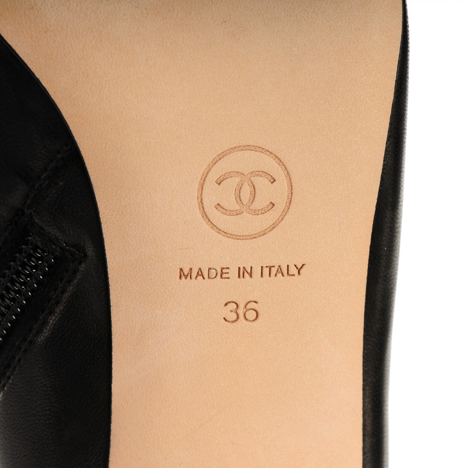 Chanel Lambskin Grosgrain CC Cap Toe High Boots 36 Black 6 of 7
