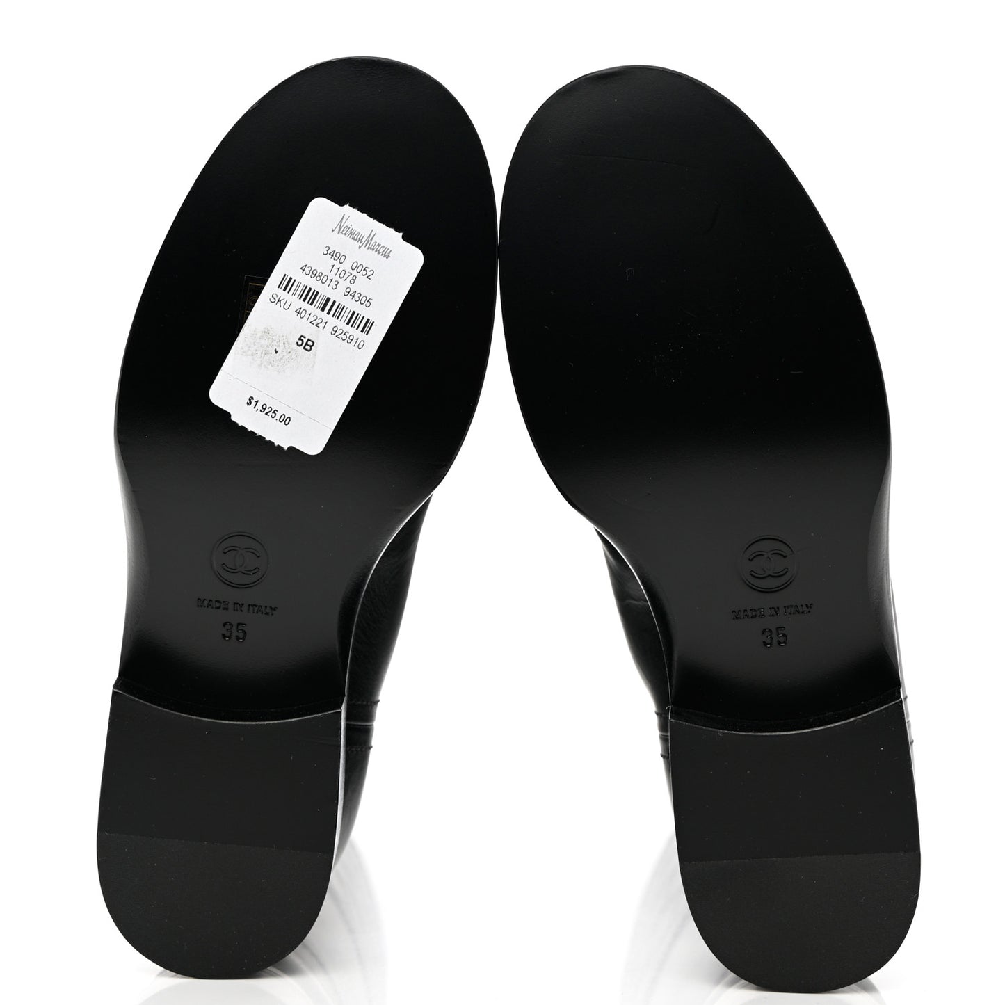 Calfskin CC High Boots 35 Black