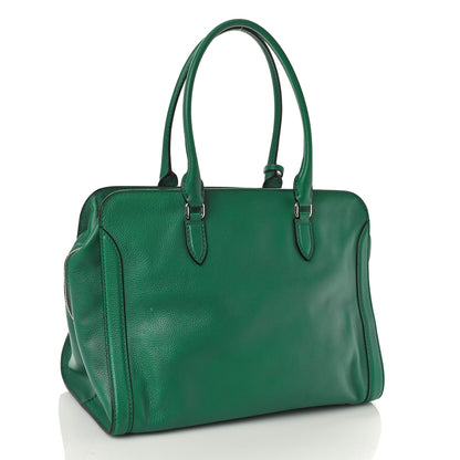 Alexander McQueen Pebbled Calfskin Large Skull Padlock Zip Around Tote Emerald 3 of 8