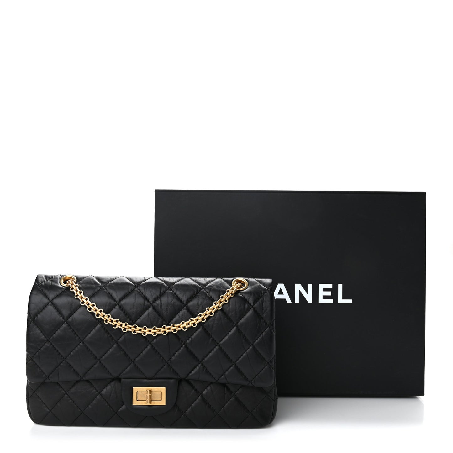 Aged Calfskin Quilted 2.55 Reissue 227 Flap Black
