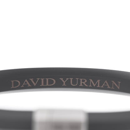 David Yurman Sterling Silver Rubber 10.5mm Mens Hex Bracelet M Black 5 of 5